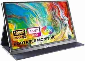 KYY Portable Monitor 15.6inch 1080P FHD USB-C Laptop Monitor HDMI Computer Display HDR IPS Gaming Monitor w/Premium Smart Cover & Screen Protector, Speakers, for Laptop PC MAC Phone PS4 Xbox Switch