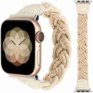 Minyee Compatible with Apple Watch Band Braided 41mm 40mm 38mm 44mm 45mm 42mm 49mm Women, Solo Loop Stretchy Designer Slim Elastic Woven Cute Bracelet for iWatch Ultra 2, Series 9/8/7/6/5/4/3/2/1/SE
