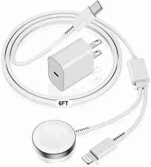 Apple Watch Charger USB C for iPhone&Watch, [Apple MFi Certified] iWatch Magnetic 2-in-1 Fast Charging Cable 6ft with 20W Fast Charger Block for Apple Watch Series 8 7 6 5 4 3 2 1 SE & iPhone 14/13/12