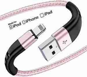 2 Pack Lightning Cable 3ft, [Apple MFI Certified] iPhone Charger Cable 3 Feet, Strong Nylon Braided Cable 3 Foot Fast Charger Cord for Apple iPhone 14/13/12/11/X/XS/XR/8/iPad Mini Air（Pink）