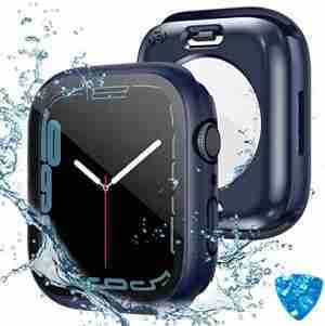 (2 in 1) Tensea for Waterproof Apple Watch Screen Protector Case Series 9 8 7 41mm Accessories, iWatch Protective PC Face Cover Built-in Tempered Glass Film, Front & Back Bumper for Women Men, 41 mm