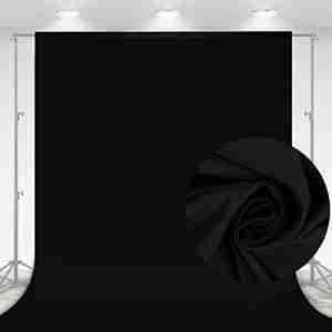 10 x 7 FT Black Backdrop Background for Photography, High Density Polyester Fabric Pure Black Photo Backdrop Curtain Screen Collapsible Seamless for Photoshoot Portraits Party Video Studio Film