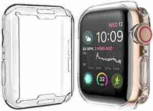 [2-Pack] Julk 44mm Case for Apple Watch Series 6 / SE/Series 5 / Series 4 Screen Protector, Overall Protective Case TPU HD Ultra-Thin Cover for iWatch, Transparent