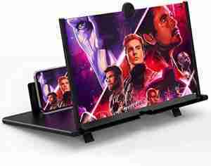 12" Screen Magnifier for Cell Phone -3D HD Magnifying Projector Screen Enlarger for Movies, Videos and Gaming – Foldable Phone Stand Holder with Screen Amplifier–Compatible with All Smartphones