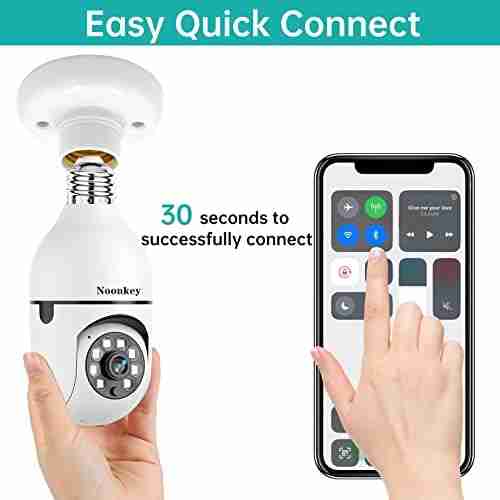 Noonkey 2K/3MP Light Bulb Security Camera, 360° Degree Panoramic,Alexa E27 Light Socket Camera for Outdoor, Wireless WiFi Home IP Camera with Motion Tracking Alarm, Color Night Vision,Two-Way Talk - Image 2