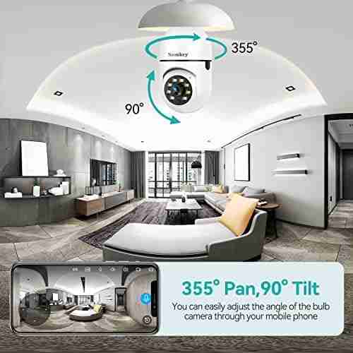Noonkey 2K/3MP Light Bulb Security Camera, 360° Degree Panoramic,Alexa E27 Light Socket Camera for Outdoor, Wireless WiFi Home IP Camera with Motion Tracking Alarm, Color Night Vision,Two-Way Talk - Image 5