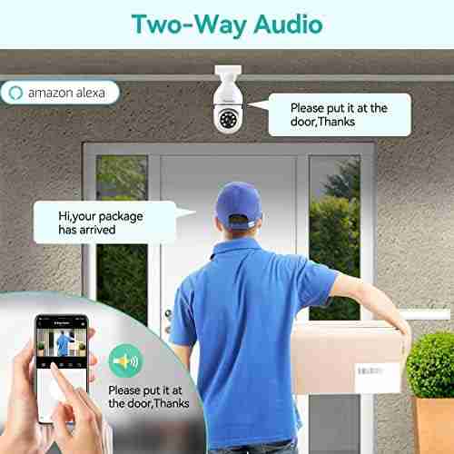 Noonkey 2K/3MP Light Bulb Security Camera, 360° Degree Panoramic,Alexa E27 Light Socket Camera for Outdoor, Wireless WiFi Home IP Camera with Motion Tracking Alarm, Color Night Vision,Two-Way Talk - Image 7