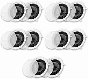 Acoustic Audio CS-IC83 in Ceiling 8" Speaker 5 Pair Pack 3 Way Home Theater Flush Mount