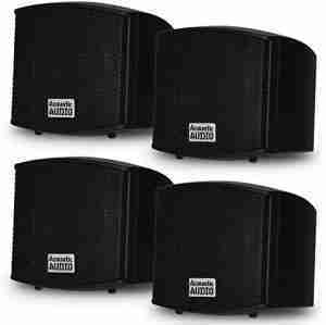 Acoustic Audio AA321B Mountable Indoor Speakers 800 Watts Black 2 Pair Pack AA321B-2Pr