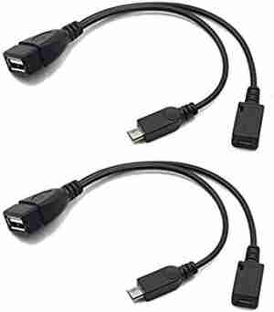 2 Pack OTG Cable Replacement for Fire Stick 4K, Amazon Fire TV, Compatible with Samsung Galaxy LG Android Phone Tablet Micro USB Host with Micro USB Power