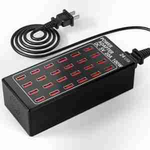 24-Port 100 watt (20 A) Charging Station for Multiple Devices, Phone Charging Station with Rapid Charging, Multiple USB Charging Station for Hotels, Schools, Shops, Shopping Malls and Travel