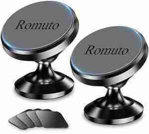 【 2-Pack 】 Magnetic Phone Holder for car Dashboard [ Strong Magnet ] [ 4 Metal Plate ] iPhone Magnetic Phone Mount for car, [ 360° Rotation ] Universal Dash car Mount Fits All Cell Phone