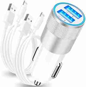 [Apple MFi Certified] iPhone Fast Car Charger, BARMASO 4.8A Dual USB Smart Power Rapid Car Charger with 2 Pack Lightning Cable Quick Car Charging for iPhone 14 13 12 11 Pro Max/XS/XR/SE/X/iPad/AirPods