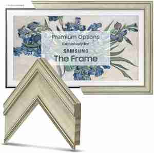 Deco TV Frames - Antique White Smart Frame Compatible ONLY with Samsung The Frame TV (55", Fits 2021-2023 Frame TV)