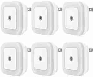 LED Night Light Lamp with Smart Sensor Dusk to Dawn Sensor, Daylight White, 0.5W Plug-in, 6-Pack
