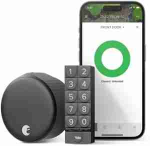 August Home Wi-Fi Smart Lock + Smart Keypad, Matte Black - Add key-free access to your home - Great for guests and vacation rentals