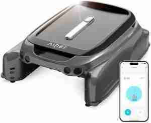 (2024 Upgrade) AIPER Surfer S1 Solar Powered Robotic Pool Skimmer with APP Support, Monitor Pool Temperature, 12 Hour Battery Life, Dual Charging Modes, Ideal for All Swimming Pool Types